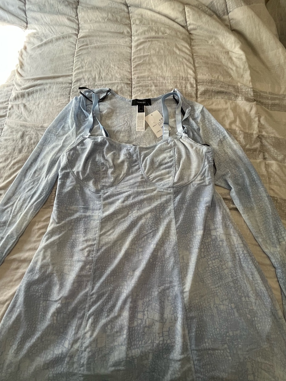 Light Blue Lounge wear and/or Lingerie Mesh Slip Dress